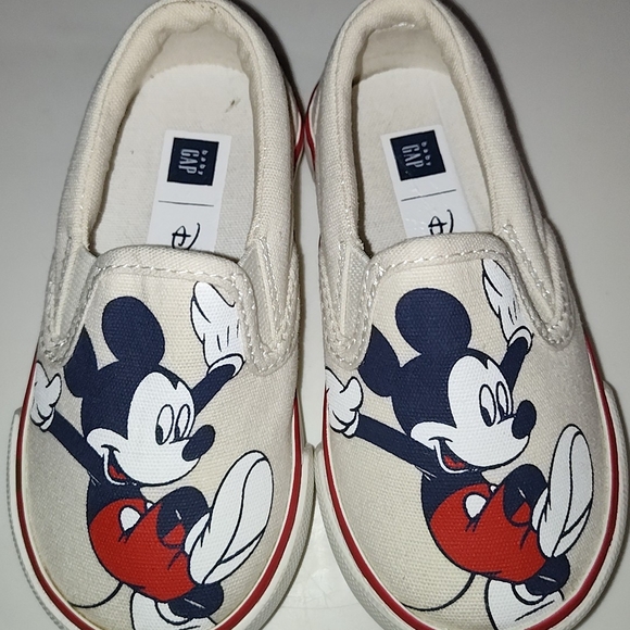 Disney Other - Disney Gap Kids Mickey Mouse Canvas Shoes - Cream and Red